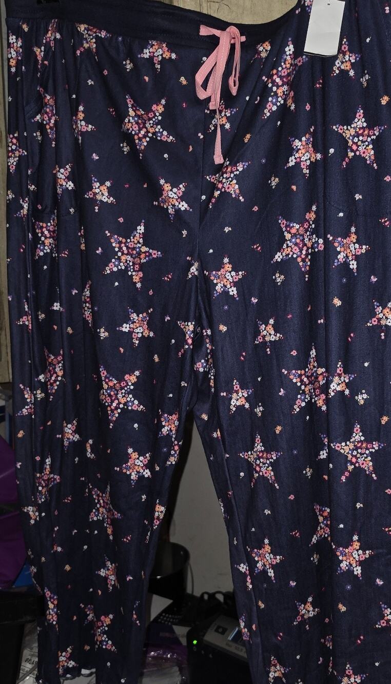 Cuddl Duds XXL Pajama Pants Blue Floral Stars NWT capri